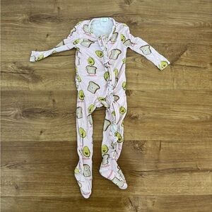 Angel Dear Ruffle Bamboo Avocado Toast Zip Onesie